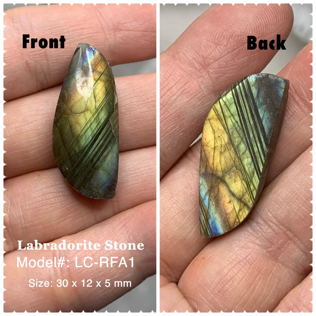 Natural Labradorite Cabochon Leaf Flashy Gold (1 Piece)